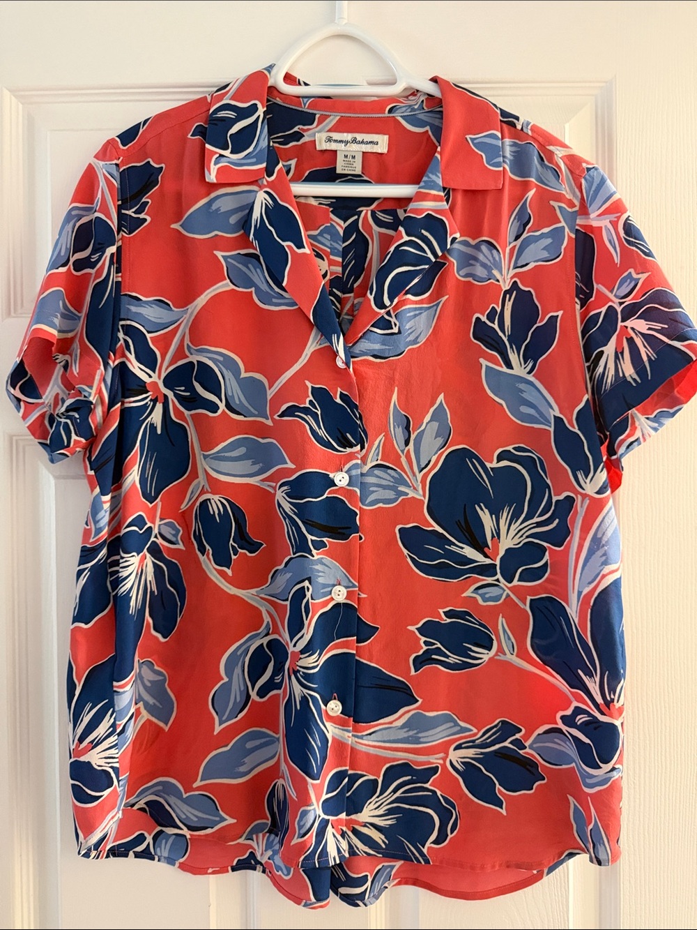Tommy Bahama Coral Red Button-Front Floral Shirt
